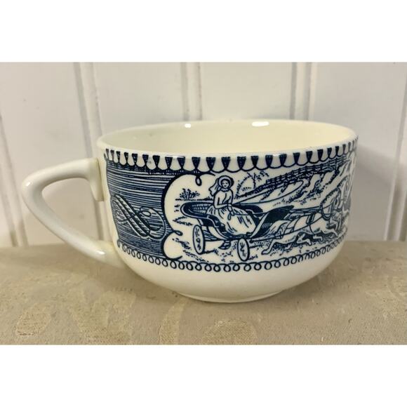 Royal Currier & Ives VINTAGE Horse & Carriage Blue China Coffee Tea Cup Replace - Picture 3 of 5